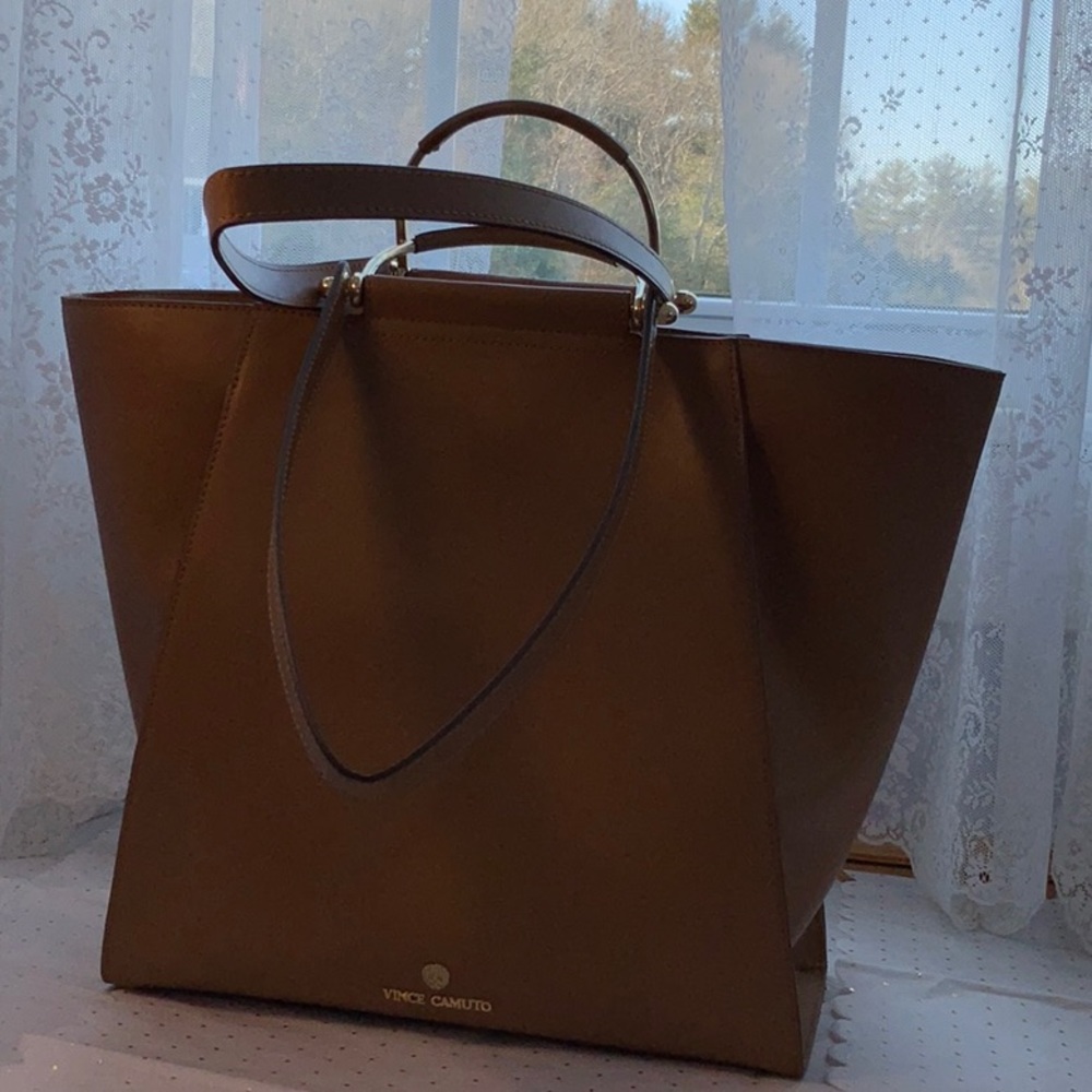 Vince Camuto gold metal handles tote